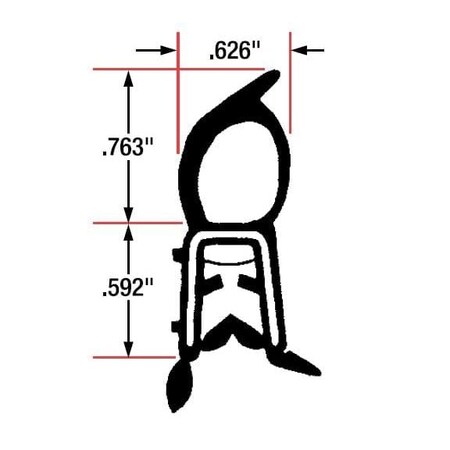 Fairchild Industries Trim Seal, Flexible Steel Wire Core, .08"-.200", Black, 25Ft 1808-25